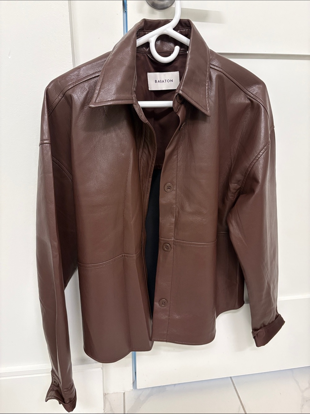 Aritzia babaton faux leather shirt
